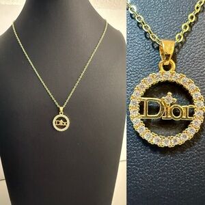 Dior Gold and Silver Circle Pendant Necklace